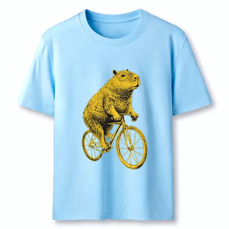 funny capybara bike t-shirt gift idea