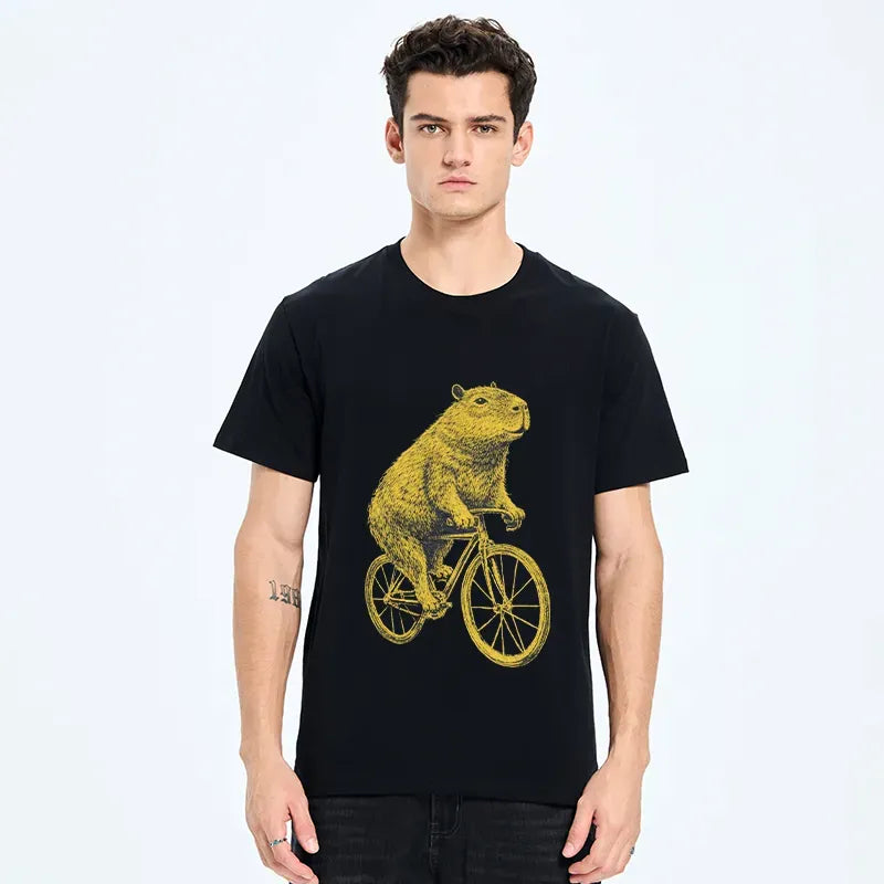funny capybara bike t-shirt gift idea