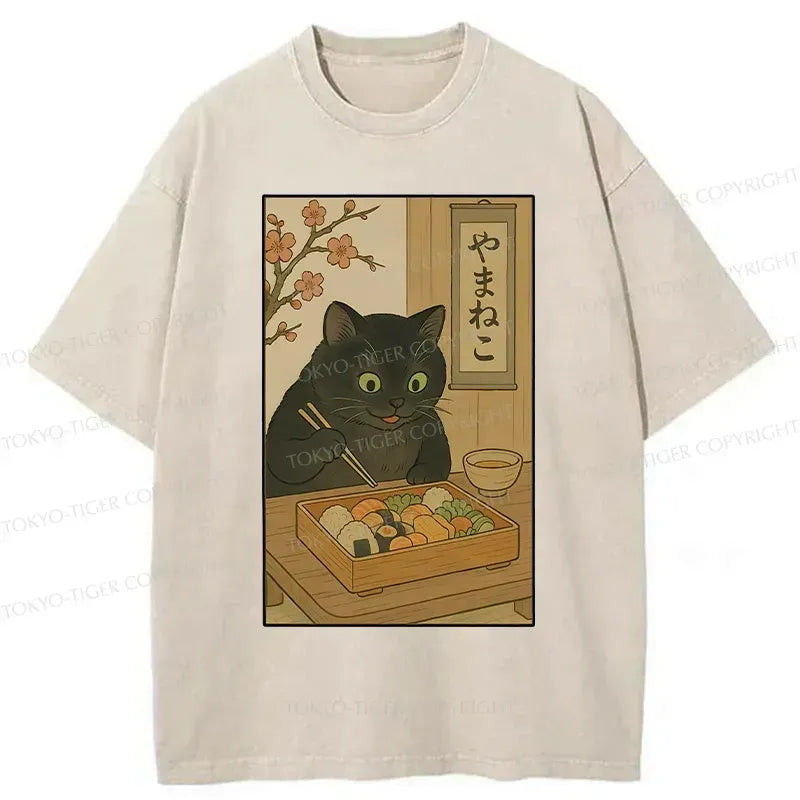 Ukiyo-e Cat Eating Sushi for Daily Wear