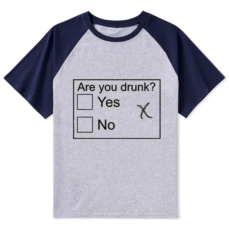 Kyoto-Lion Confused Drunk Checkbox Graphic Raglan T-shirt