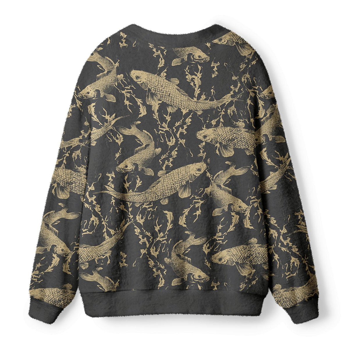 Kyoto-Lion Vintage Japanese Koi Ugly Cardigan Sweater