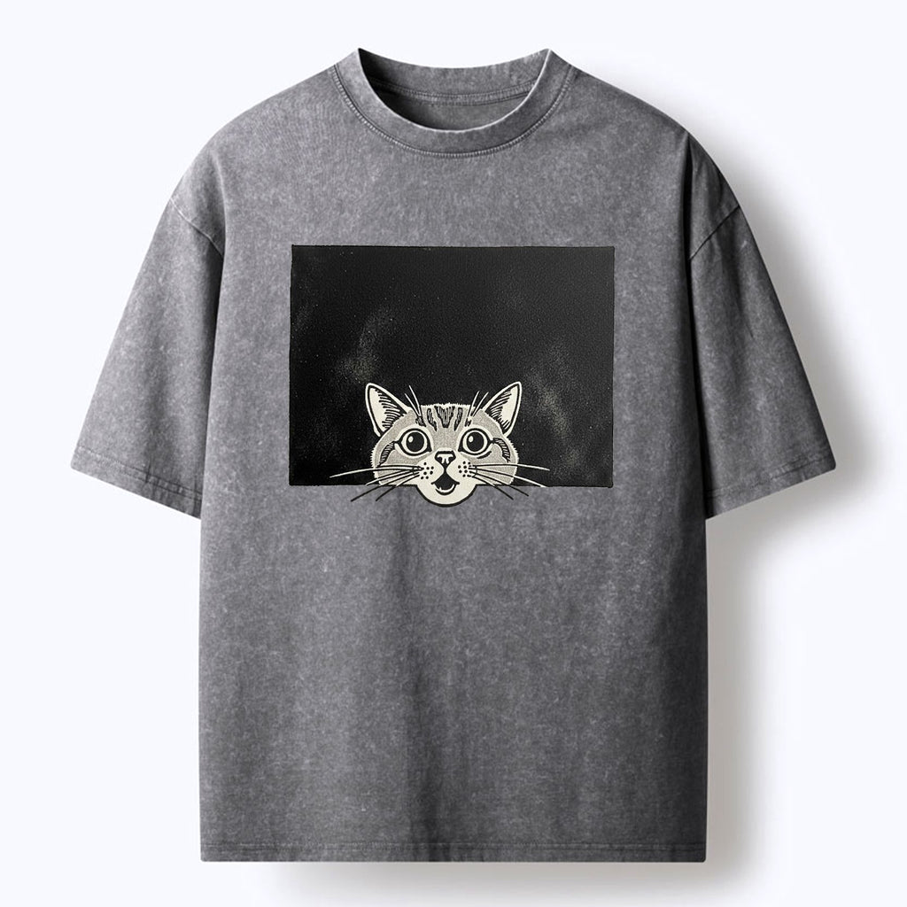 Kyoto-Lion The Surprised Cat Washed T-Shirt