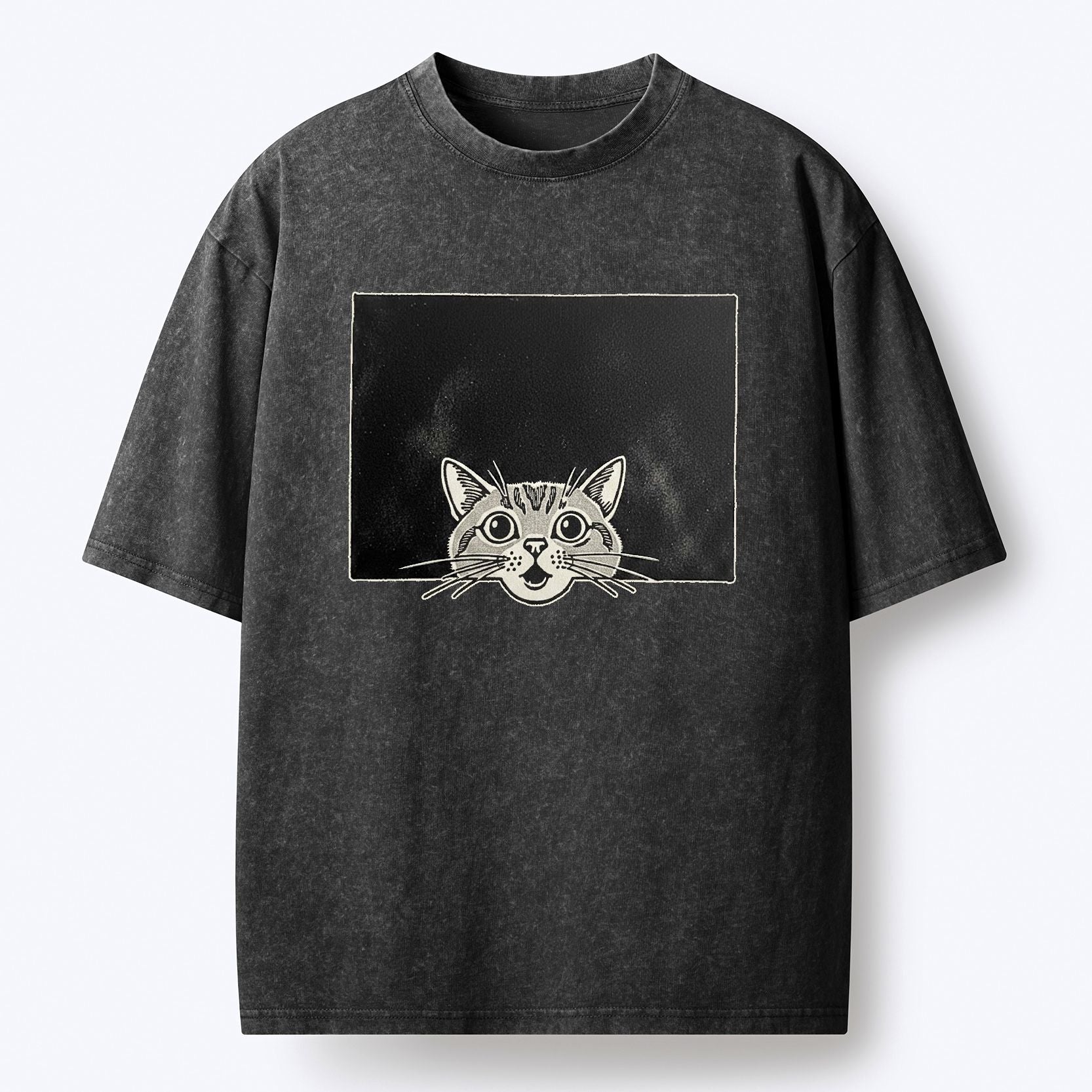 Surprised Cat Washed Unisex T-Shirt