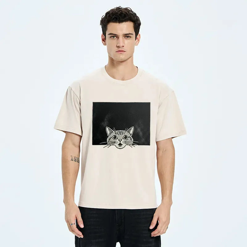 Japanese Vintage Cat T-Shirt for Daily Wear
