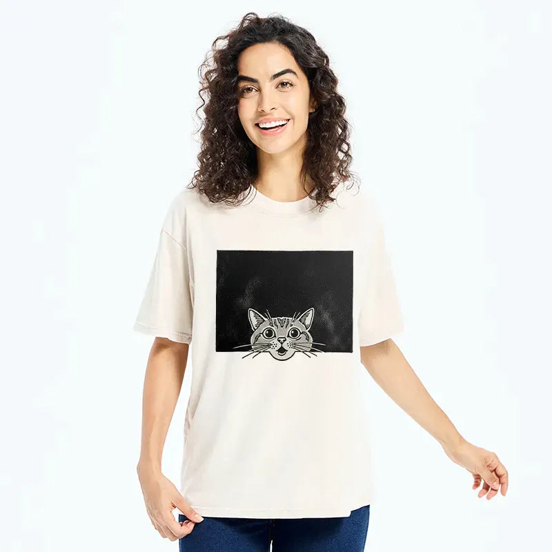 Surprised Cat Washed Unisex T-Shirt