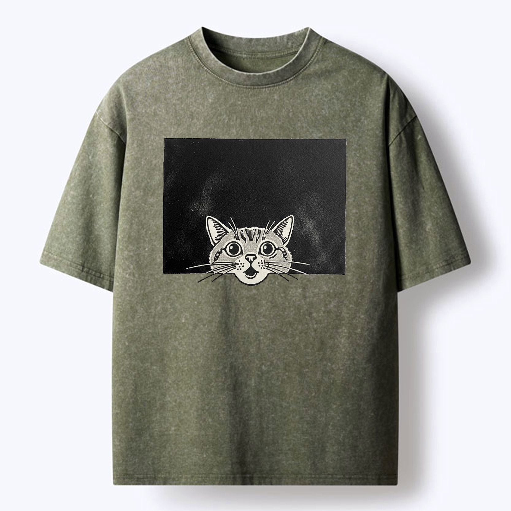 Kyoto-Lion The Surprised Cat Washed T-Shirt