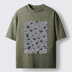 Black Cat Yarn T-Shirt for Casual
