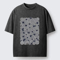 Kyoto-Lion Tiny Black Cats Hide In Yarn Balls Washed T-Shirt