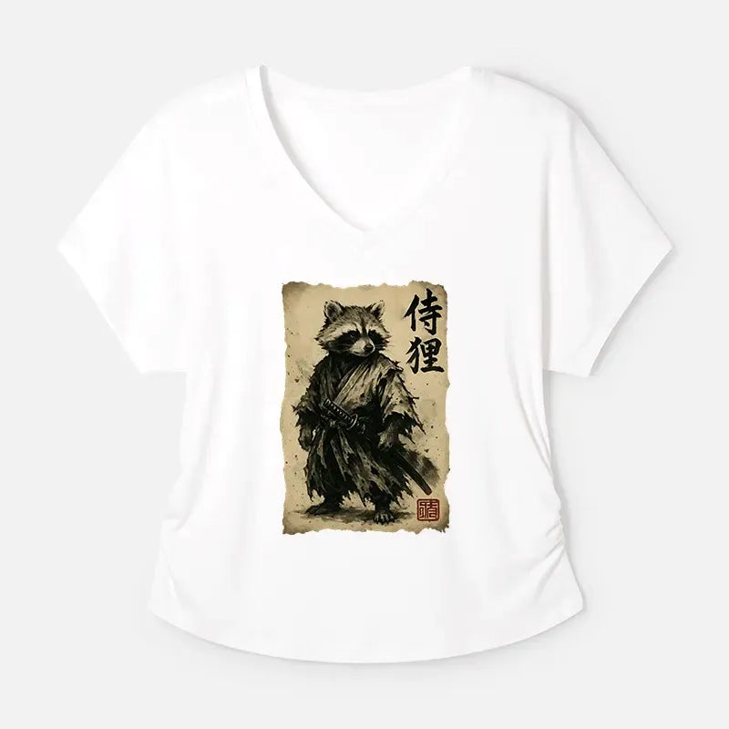Trending Raccoon Samurai Dolman T-Shirt for Women