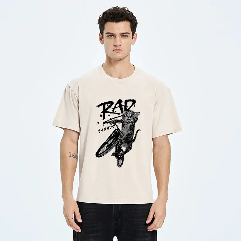 washed unisex cat t-shirt for daily wear