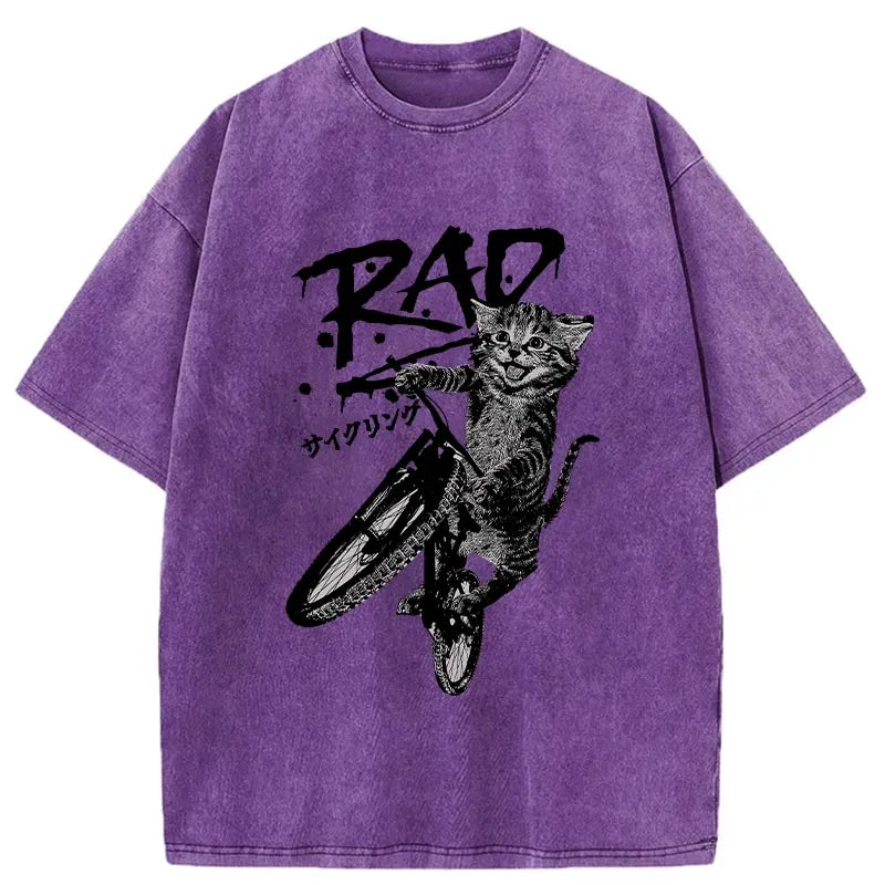 washed unisex cat t-shirt for daily wear