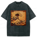 Washed Ukiyoe Lion T-Shirt for Summer