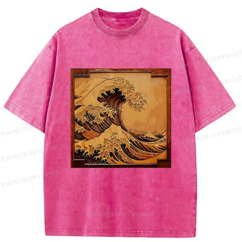 Washed Ukiyoe Lion T-Shirt for Summer