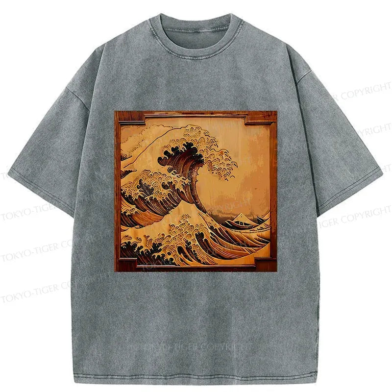 Vintage Japanese Woodblock Print T-Shirt for Streetwear