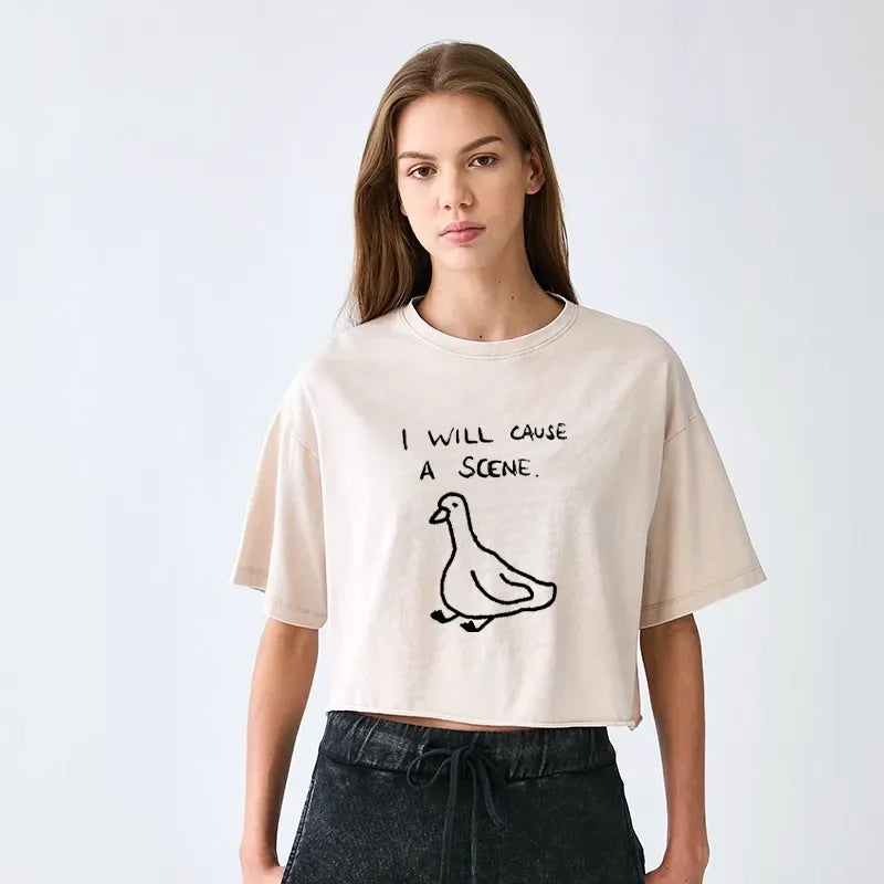 Funny Japan Retro Crop T-Shirt for Her