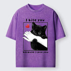Funny Bitey Black Cat T-Shirt