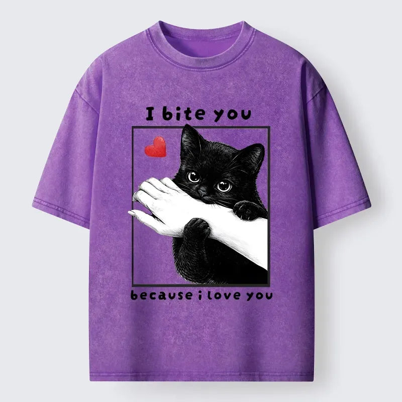 Funny Bitey Black Cat T-Shirt