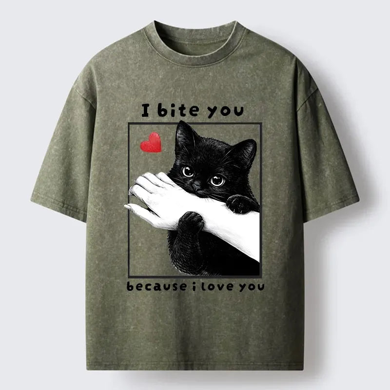 Funny Bitey Black Cat T-Shirt