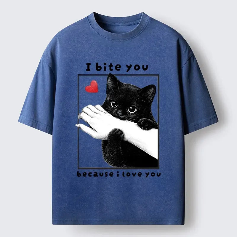 Funny Bitey Black Cat T-Shirt