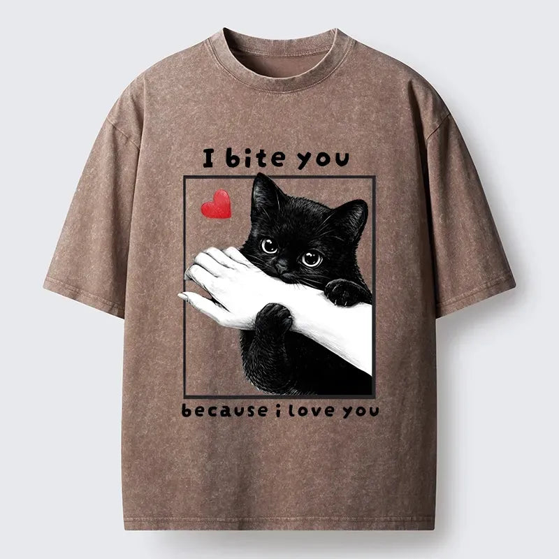 Funny Bitey Black Cat T-Shirt