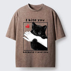 Funny Bitey Black Cat T-Shirt