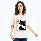 Kyoto-Lion Funny Bitey Black Cat Washed T-Shirt