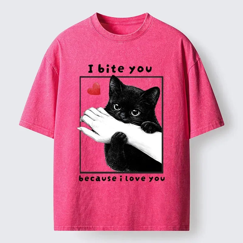 Funny Bitey Black Cat T-Shirt
