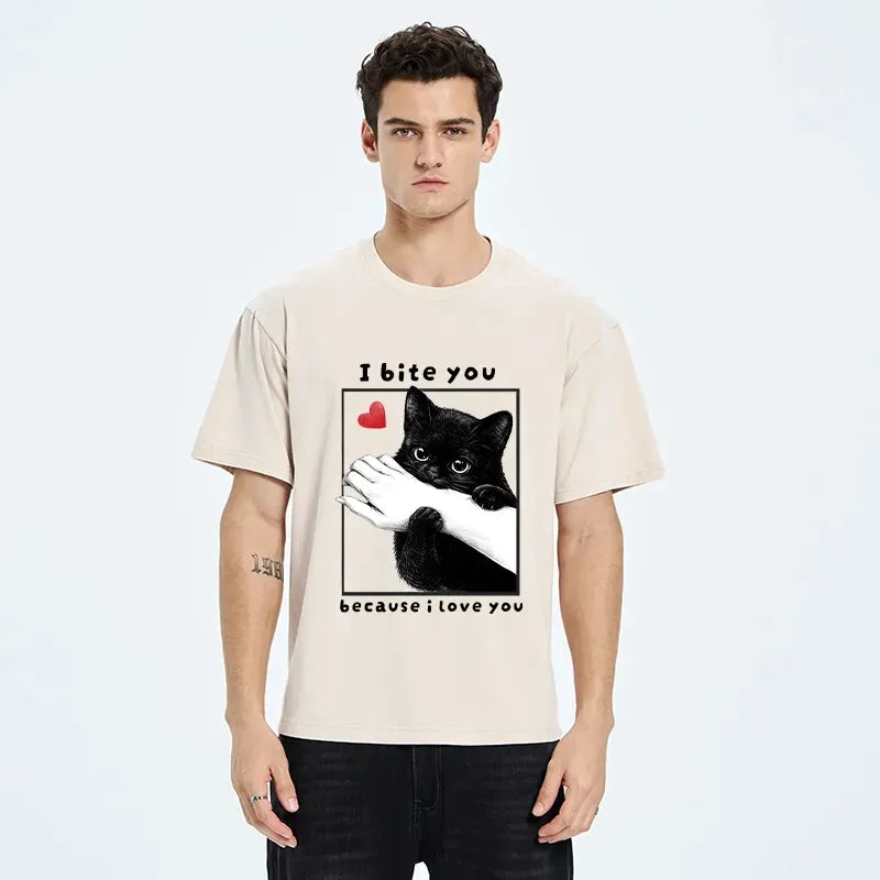 Funny Bitey Black Cat T-Shirt