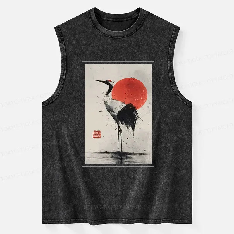 Retro Japanese Crane Tank for Summer