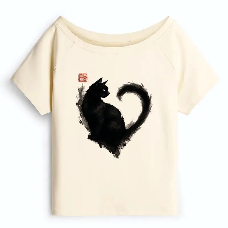 kyoto lion funny off shoulder t-shirt for women