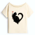 kyoto lion funny off shoulder t-shirt for women