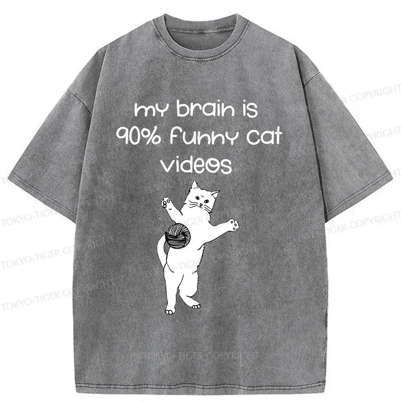 Kyoto washed cat t-shirt with vintage design