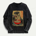 Kyoto-Lion Otter Eating Ramen Japan Washed Double Layer T-Shirt