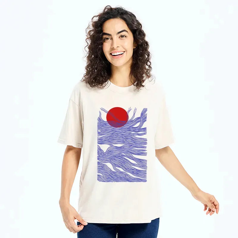 Japanese vintage washed t-shirt for daily wear