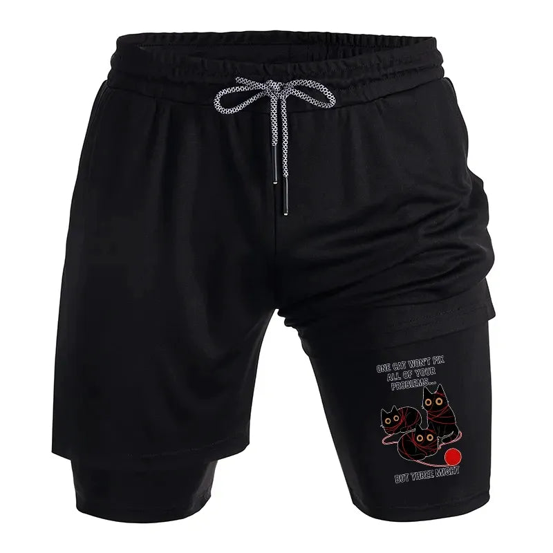 Kyoto-Lion Three Cats Fix All Problems Training Shorts
