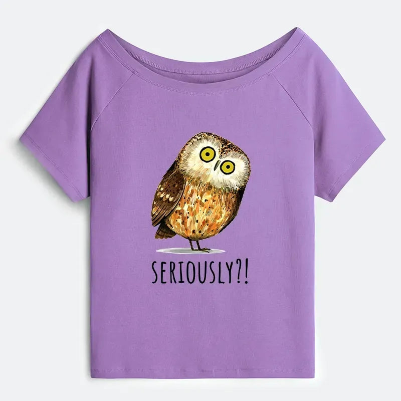 Owl Meme Art Off Shoulder T-Shirt