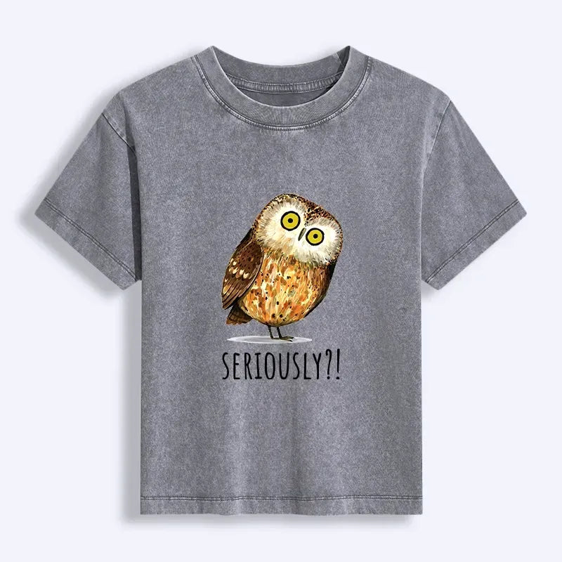 Kyoto-Lion Seriously Confused Owl Meme Art Women's Washed T-shirt