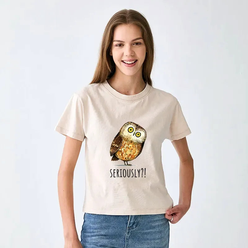 Kyoto-Lion Seriously Confused Owl Meme Art Women's Washed T-shirt