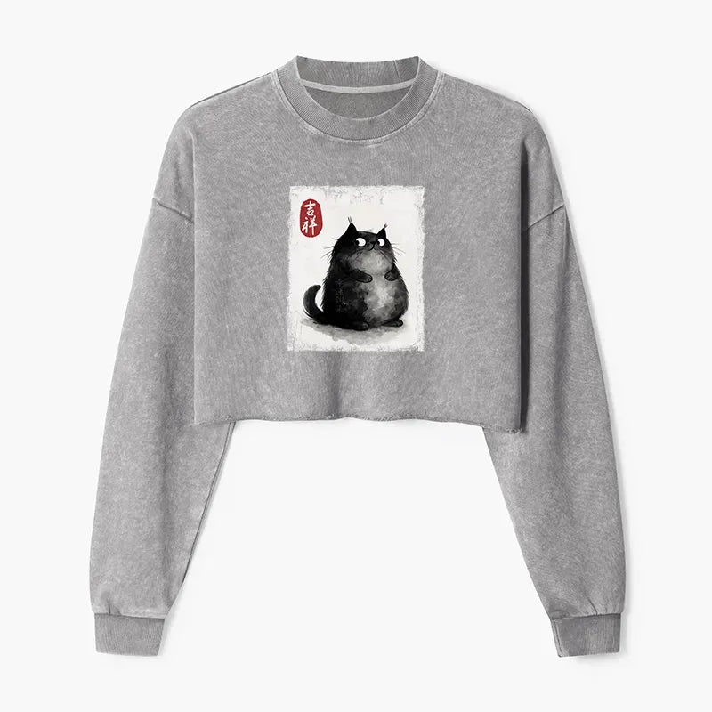 Auspicious black cat sweatshirt free shipping