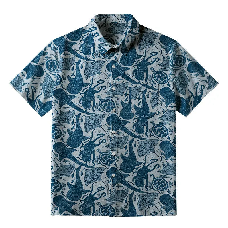 Japanese Marine Life Button-up Shirt