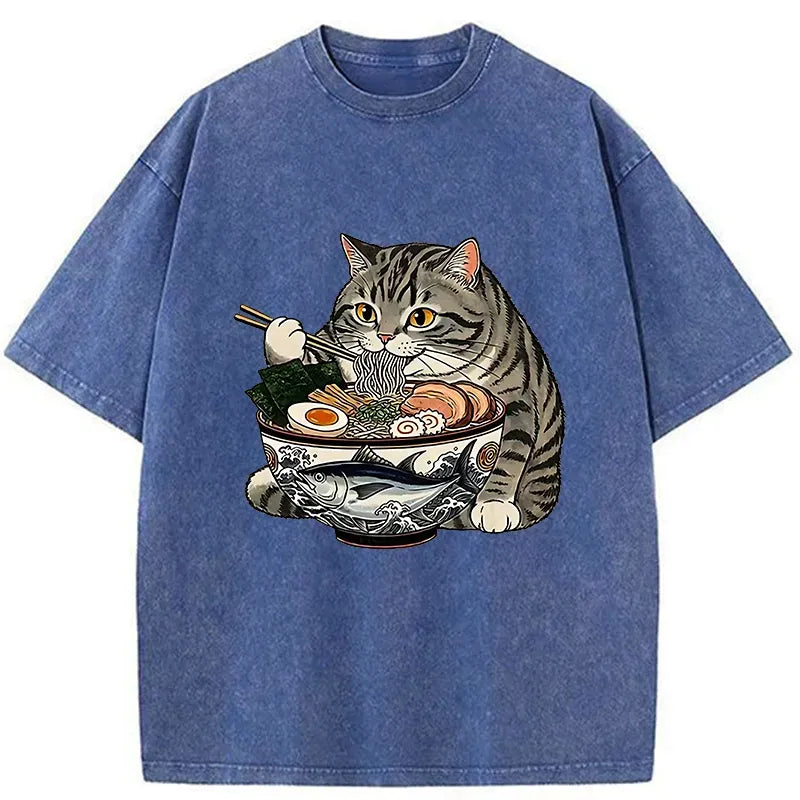 Japanese Ramen Cat T-Shirt for Gift Idea
