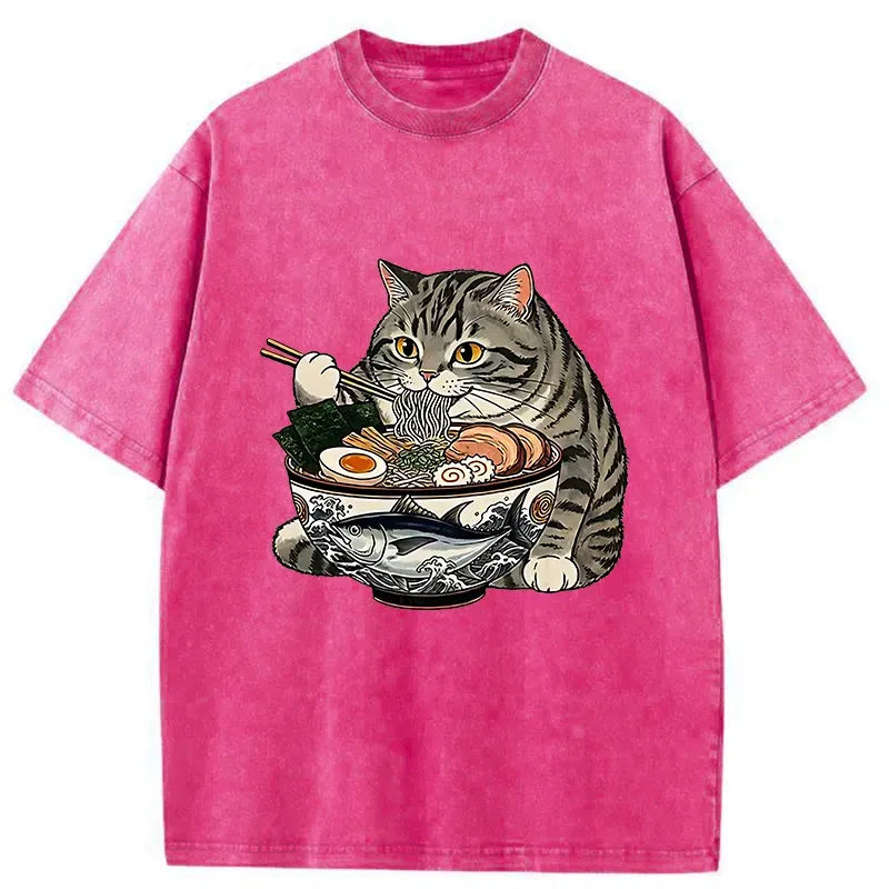 Fat Cat Ramen T-Shirt for Daily Wear