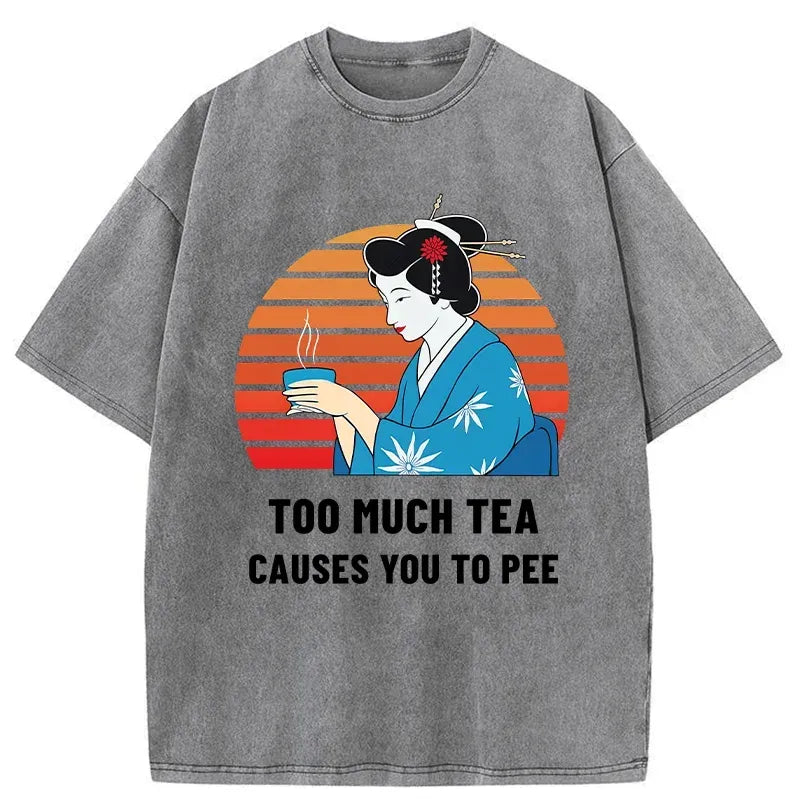 Kyoto-Lion Japanese Tea Joke Washed T-Shirt