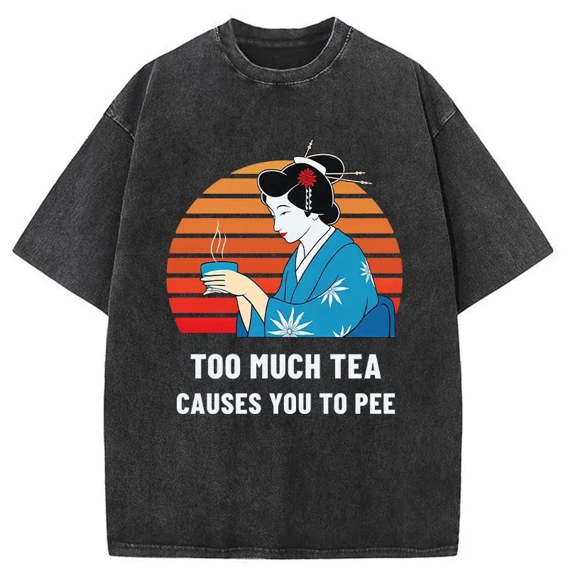 Kyoto-Lion Japanese Tea Joke Washed T-Shirt
