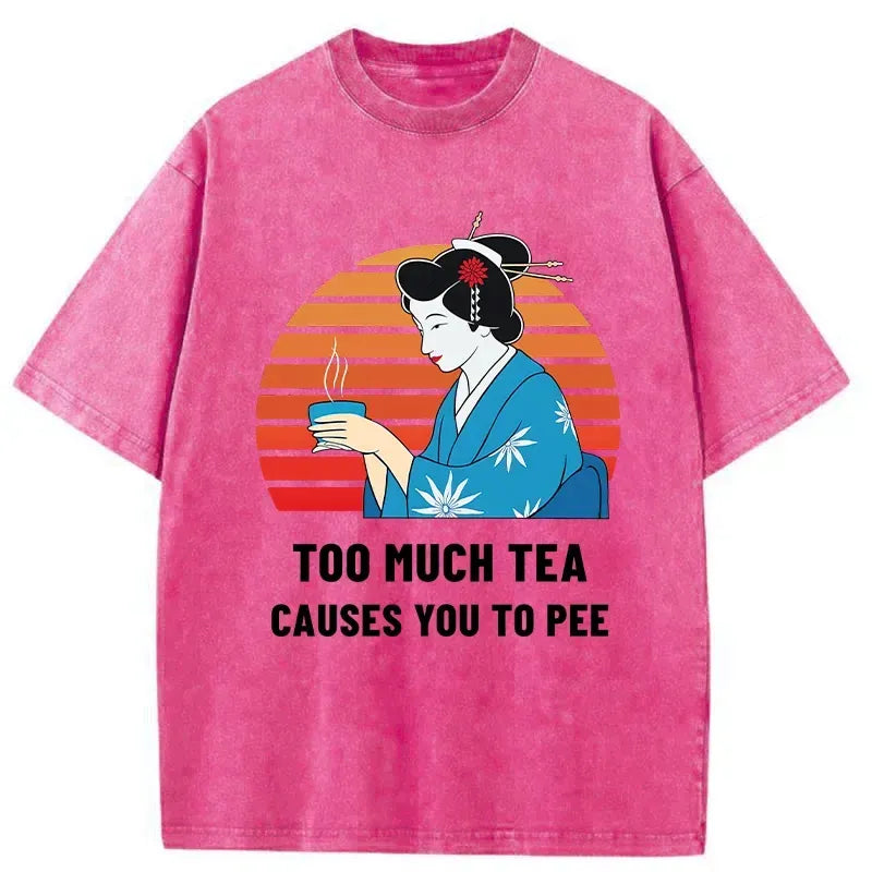 Kyoto-Lion Japanese Tea Joke Washed T-Shirt