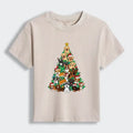 Kyoto-Lion Christmas Tree Dog Funny Women's Washed T-shirt