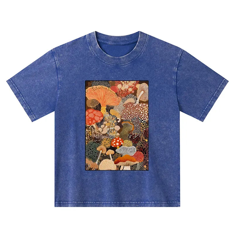 Japanese mushroom art kids t shirt on sale
