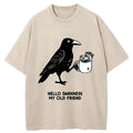 Kyoto-Lion Crow Drinking Black Coffee Funny Washed T-Shirt