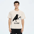 Kyoto-Lion Crow Drinking Black Coffee Funny Washed T-Shirt