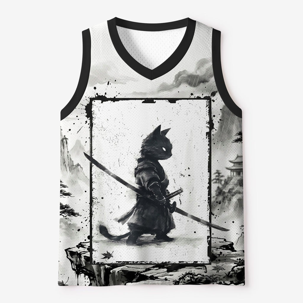 Japanese Cat Samurai Mesh Tank Top